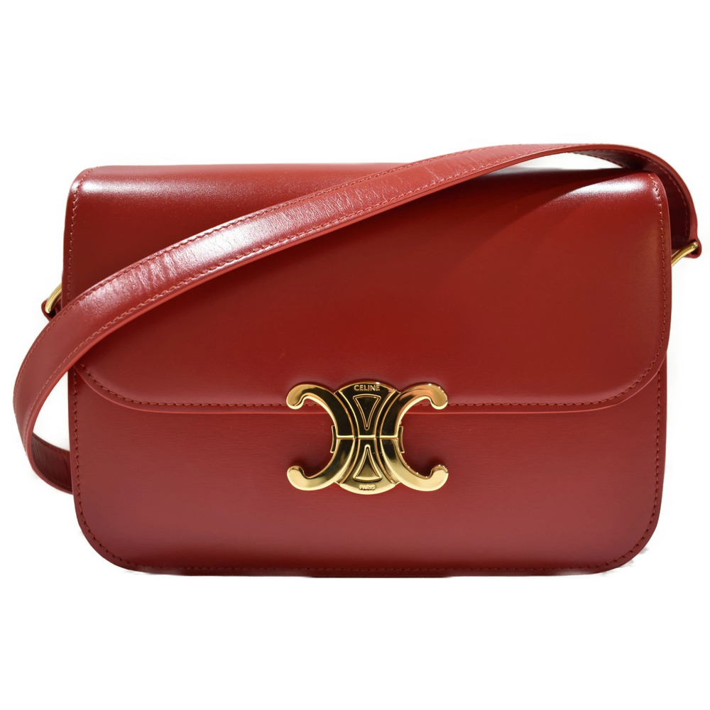 CELINE Triomphe Bag Shiny Calfskin Red Shoulder